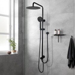 8 inch 200mm Round Black Twin Shower Set Top/Bottom Water Inlet 8 inch 200mm Round Black Twin Shower Set Top/Bottom Water Inlet